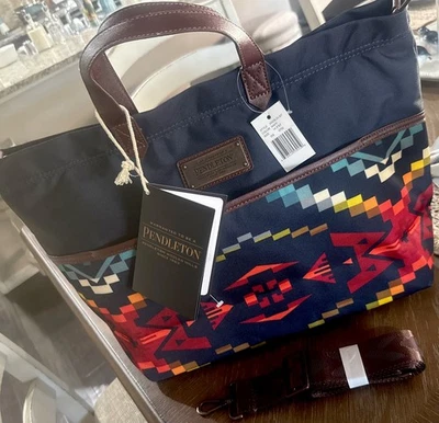 NWT Pendleton Woolen Mills Carico Lake Shopper Tote Bag Navy Carry On 14.5” ST - Image 1 of 4