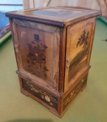 Antike japanische Intarsien Humidor Pfeife Zigarrenkiste Halterung Fugi Intarsien 25cm Vitrine - Bild 1 von 4