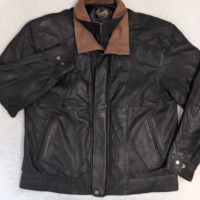 Scully кожаная куртка мужская L коричневый черный Featherlite Bomber Western ковбой - Изображение 1 из 4