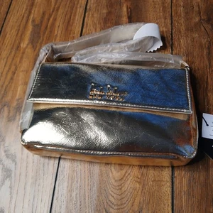 Borsa da sera NICOLE MILLER vegan pelle oro metallizzato borsetta borsetta nuova con etichetta - Foto 1 di 4