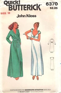 Ms Sz.12 NIGHTGOWN & ROBE Butterick 6370 UNCUT Sewing Pattern Vintage John Kloss - Picture 1 of 4