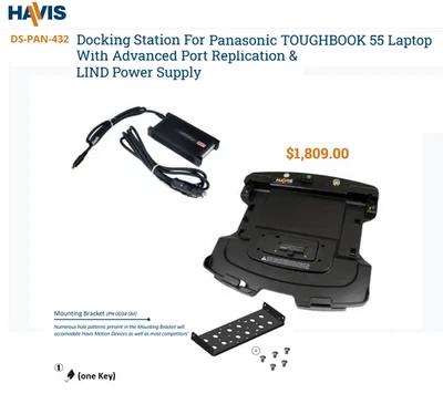 Base para libro resistente Havis DS-PAN-432 99,99 % Life Left para Panasonic CF-54/FZ-55, SET6 Foto 1 de 4