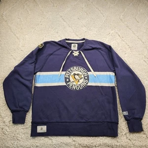 NHL CCM Pittsburgh Penguins Sweatshirt Hockey Lace Fleece 90s Style Y2K Size XL - Picture 1 of 18