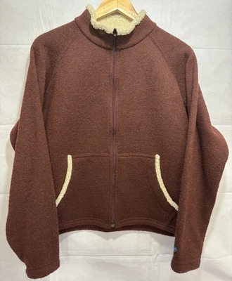 Chaqueta Kuhl Alfpaca Sherpa Ribete Cremallera Completa Talla Mediana Cremallera Completa Vellón Borgoña Foto 1 de 4
