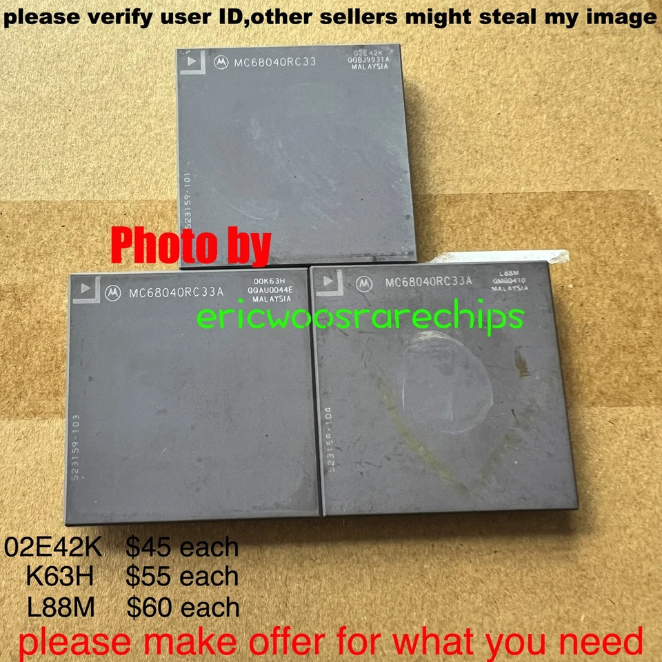 Motorola 68040 XC68040RC33M or MC68040RC33A Vintage CPU 33MHz x 1pc - Image 1 of 1