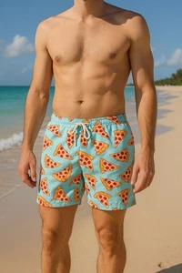 Pantalones cortos de natación Pizza Slice para hombre - Divertidos baúles de playa de verano - Talla M - Imagen 1 de 7