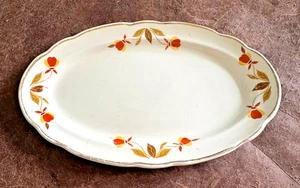 Vintage Hall Superior Jewel Tea Autumn Leaf Small Oval Relish Side Plate 9x5 - Picture 1 of 6