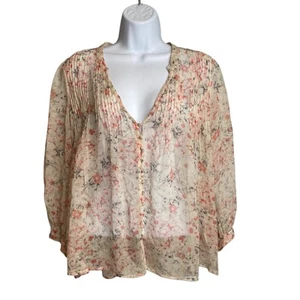 Blusa Joie Para Mujer Transparente Floral Pintuck Seda Talla S Delicada Romántica Hada Boho - Imagen 1 de 11