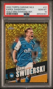 Karol Swiderski 2022 Topps Chrome MLS #21 oro mini rifrattore diamantato /50 PSA 10 - Foto 1 di 2