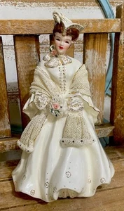 VTG  FLORENCE CERAMICS PASADENA CA. CAMILLE IVORY LACE LADY FIGURINE - Picture 1 of 5