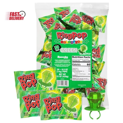 Green Halloween Candy Lollipops, 30Ct Bulk Candy Individually Wrapped in Green W - Image 1 of 4