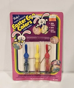 Vintage Rubys Glass Bunny Food Coloring Bottles of Easter Egg Colors Dye - USA  - Picture 1 of 6