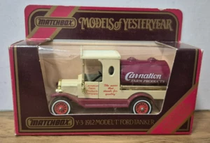 Y3 1912 Ford Model T Tanker Carnation Models of Yesteryear Matchbox J Box helrot - Bild 1 von 3