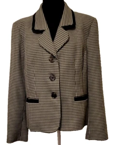 JONES WEAR Women's 18 Blazer Jacket Houndstooth Equestrian Career Preppy - Picture 1 of 6