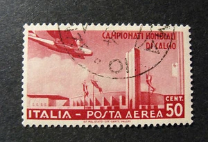 ITALIA,ITALY REGNO 1934 " 2° Campionato mondiale di Calcio" 50c Posta Aerea USED - Photo 1/1