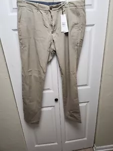 Calvin Klein Infinite Flex Waist Gap Slim Beige Herren Hose Größe 38 X 34 Neu mit Etikett - Bild 1 von 5