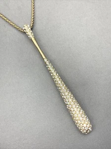 Qualität extra lange Micro Pave Strass klar ungewöhnlich Anhänger Halskette 18" Gold - Bild 1 von 10