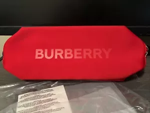 Burberry Red Makeup/toiletry Bag-Pouch New 11x5 - Picture 1 of 5