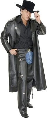 Range Rider Duster Faux Leather Cowboy Outlaw Halloween Adult Costume 2 COLORS - Image 1 of 2
