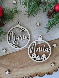 Personalisierte Weihnachtskugel, Weihnachtsbaumschmuck aus Holz - Bild 1 von 3