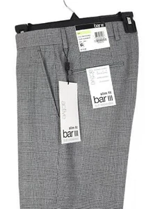 Bar III Men's Slim-Fit Active Stretch Wool Suit Pant Black White Plaid 29x29 NWT - Picture 1 of 6