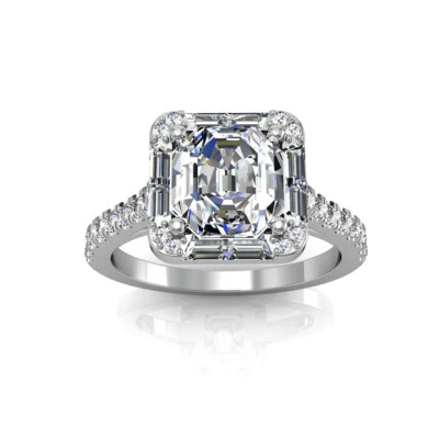 GIA Certified 2.00 Carat Diamond Engagement Ring Asscher Cut 18k White Gold - Изображение 1 из 4