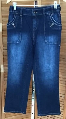 Pantalones de mezclilla para mujer Simply Vera Wang desgastados pierna recta bolsillos con botones talla 4 Foto 1 de 4