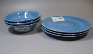 3 Each Tommy Bahama Melamine Luncheon Plates and Small Bowls Blue Crackle - Picture 1 of 9