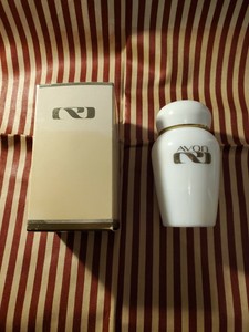 Avon Solid Heavy White Milk Glass Prima Natura PA Logo Perfume Bottle1970s Empty