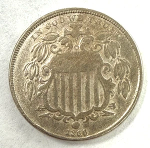 1866 Shield Nickel With Rays - Picture 1 of 2