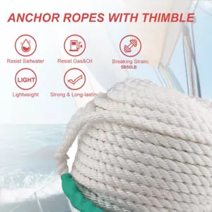 NEW 1/2"x200' Twisted 3 Strand Nylon Rope Boat W/ Thimble Boat Line Braid 5850LB - Picture 1 of 15