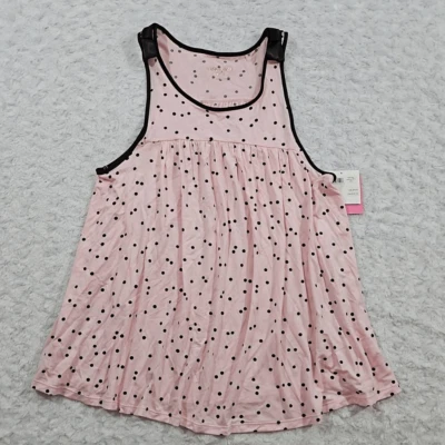 Kate Spade Scattered Dot Cropped Pink Black Polka Dot PJ Top Womens Size Small - Image 1 of 4