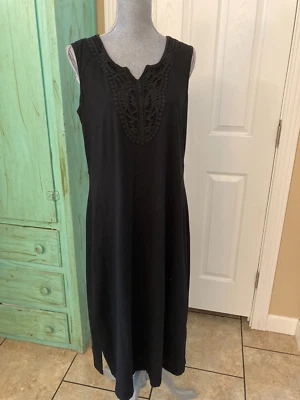 DENIM & COMPANY, MAXI VESTIDO ELÁSTICO SIN MANGAS CON ESCOTE CROCHET M Foto 1 de 4