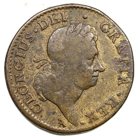 1722 UTILE DULCI Rosa Americana Penny Colonial Bath Metal Coin 1p Cover