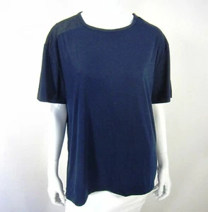 Have 2 Have NWT Womens Blue Crew Neck Short Sleeve Lace Blouse Top Size L Large  - Imagen 1 de 10