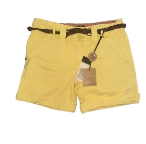 Sanctuary Damen Gr. 27 gelb vorgeschrumpfte Baumwolle Sommer NEU Rollshorts Zopfgürtel - Bild 1 von 7