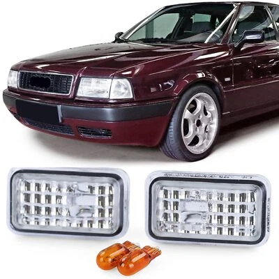 Pour Audi 80 B4 A6 C4 90 100 200 Clignotants Latéraux, Verre/Cristal Blanc - Photo 1/3