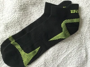 MENS HI QUALITY COTTON BLACK WILSON TAB BACK ARCH SUPPORT TRAINER SPORT SOCKS - Picture 1 of 8