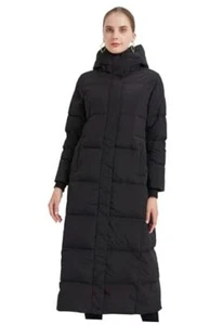 Women’s Thick Long Down Jacket Ultra Warm Hooded Winter Coat with Large Black - Picture 1 of 7