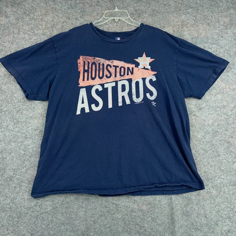Houston Astros Shirt Mens 2XL Blue Short Sleeve Pennant Logo MLB Baseball Cover