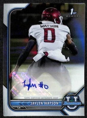 Jaylen Watson 2021-22 1st Bowman Chrome U Autographed Card #BCPA-JWA - Image 1 of 2