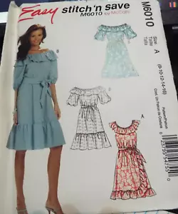 McCall's Easy Stitch 'n Save M6010 Misses Dress & Sash Uncut Pattern Sz 8-16 - Picture 1 of 2