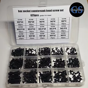 RC Car M2 M2.5 M3 Countersunk Hex Head Screw Set 1/14 1/12 1/10 Spares 625pcs - Picture 1 of 10