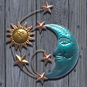 Metall-Sonne-Mond-Wandbehang, Kunst Dekoration, Innen-/Außen-/Garten Wandbehang - Bild 1 von 10