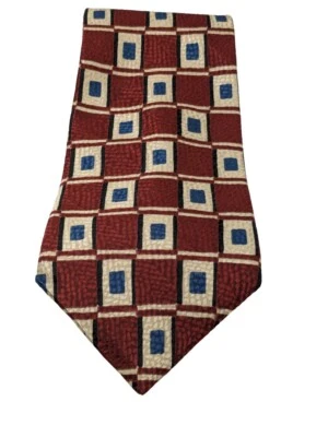 Meeting Street Men's Neck Tie 100% Silk Geometric Abstract Print Multicolor Red - Image 1 of 4