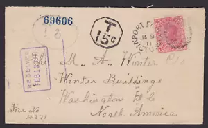 VICTORIA SUPERB 1911 1D RED QV COVER WITH PORT FAIRY 6 DUPLEX TO AMERICA (RC8) - Picture 1 of 2