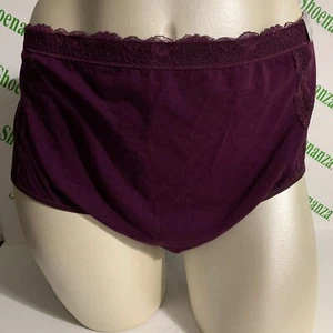 Catherines Full Brief Panties Underwear Cotton Blend Floral Lace Purple Plus 5X - Picture 1 of 6