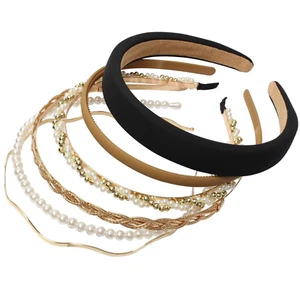 6PCS Different Designs Headbands for Women Gold Metal Hairband,Cute Pearl Hair B - Picture 1 of 12