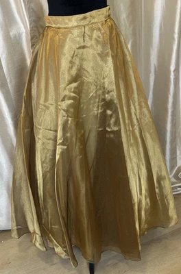 JS Collections Formal Prom Gold Shimmer Maxi Skirt Double Lined Sheer Sz 8 - Image 1 of 4