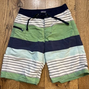 Patagonia Wavefarer Board Shorts Striped Drawstring Nylon, Boys Size 8 - Picture 1 of 8